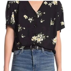 Elodie Black Button-Front Floral Blouse